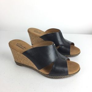 Clark’s artisan black wedge sandals